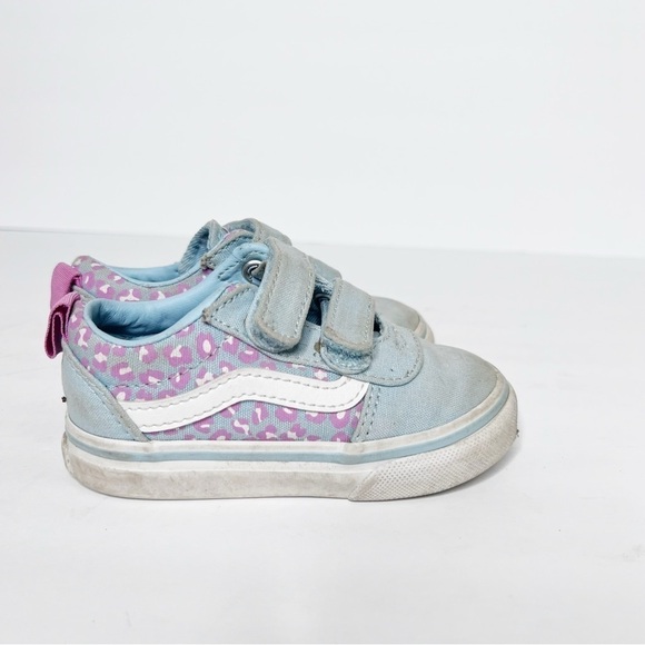 Vans Girls Ward Sneakers Blue Pink Cheetah Size 6 Toddlers - Picture 1 of 5
